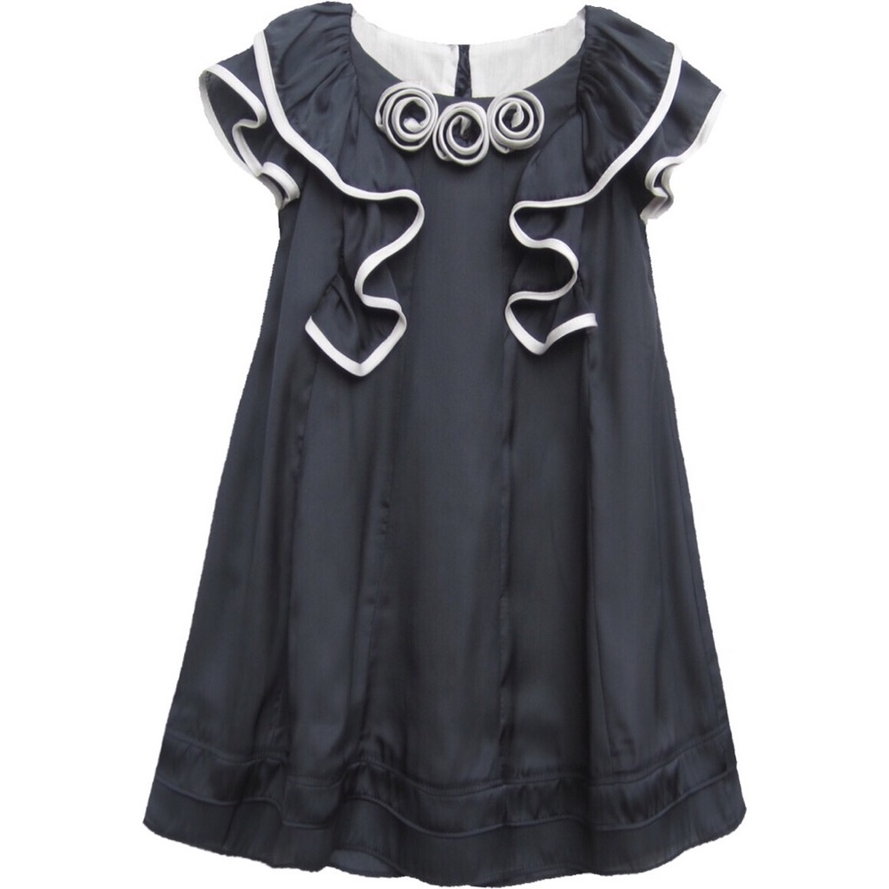 Isobella & Chloe Girls Midnight Blue Ruffle Dress